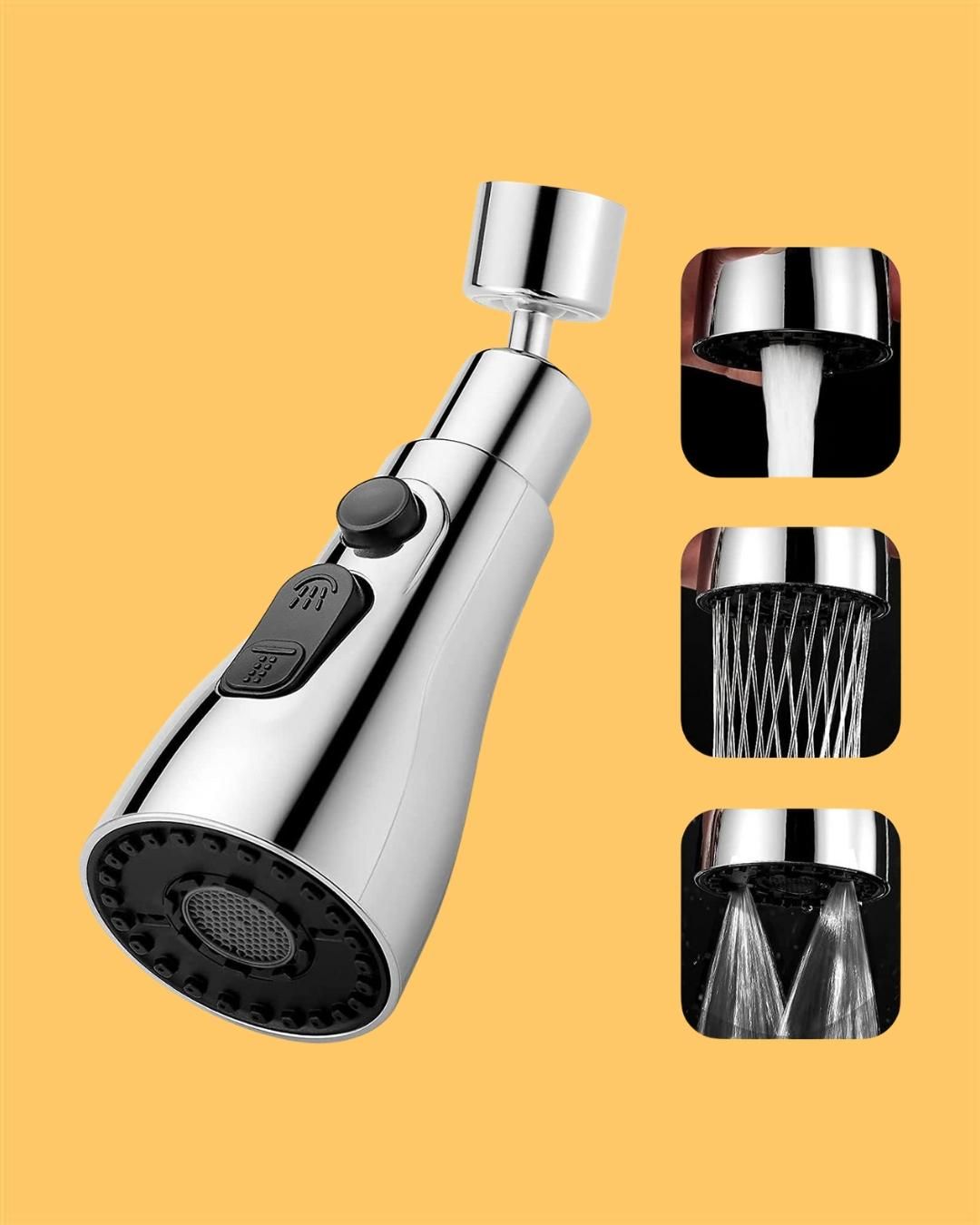 3-in-1 Kitchen Sink Faucet | 3 Modes, Stainless Steel, Easy Installation, Water Saver, 360° Rotating