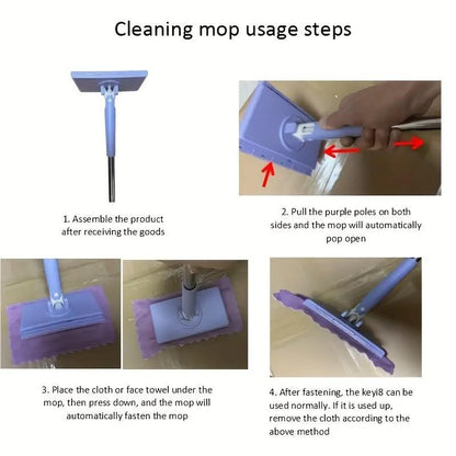 Effortless Dust-Free Cleaning Mop | 360° Rotating Floor Mop with Long Handle & Disposable Pad Clip Design