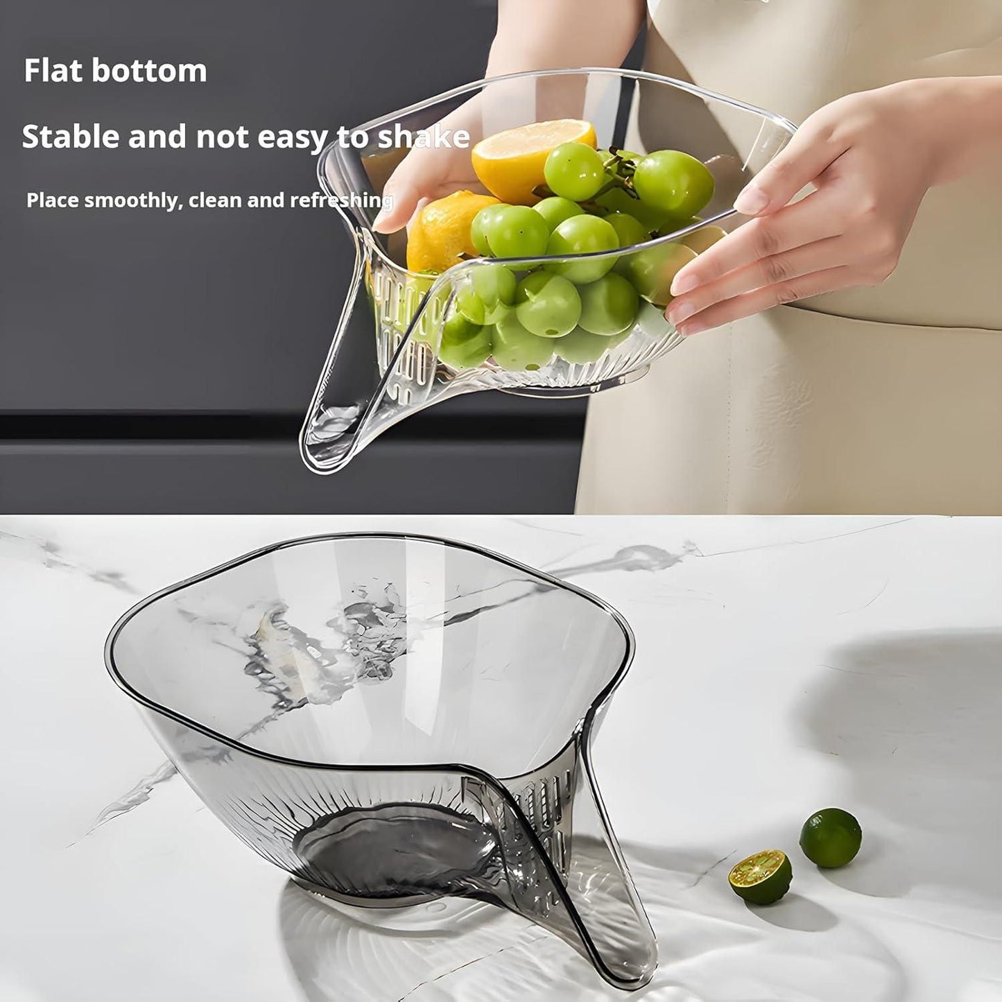 Drain Basket Funnel with Spout Wash Vegetables, Fruits, Pasta, and Many More...