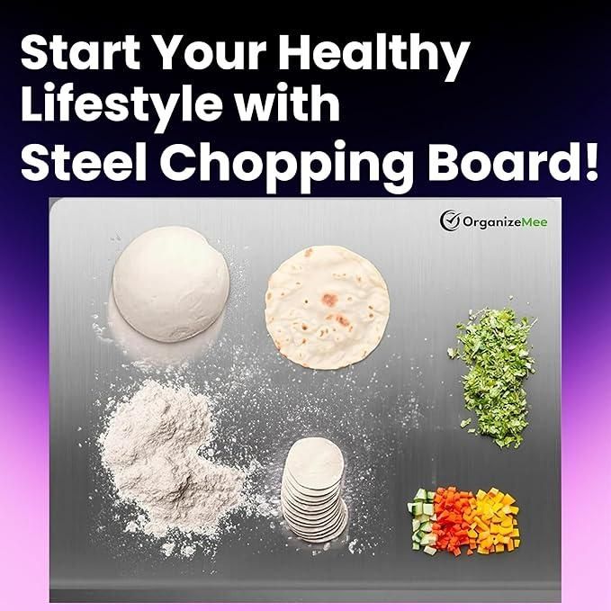 Stainless Steel Chopping Board | Non-Porous, Hygienic & Built-in Groove!