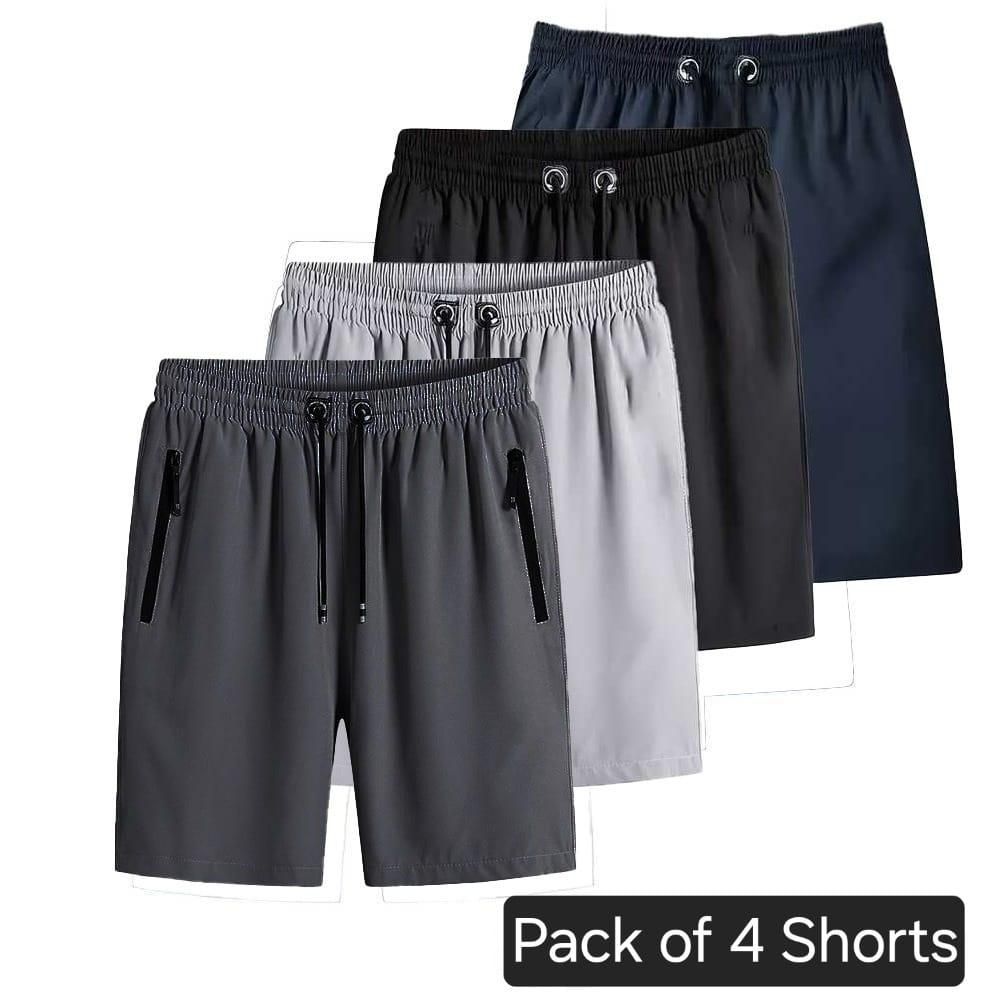 Men's Stretchable Cotton Shorts (Pack of 4)